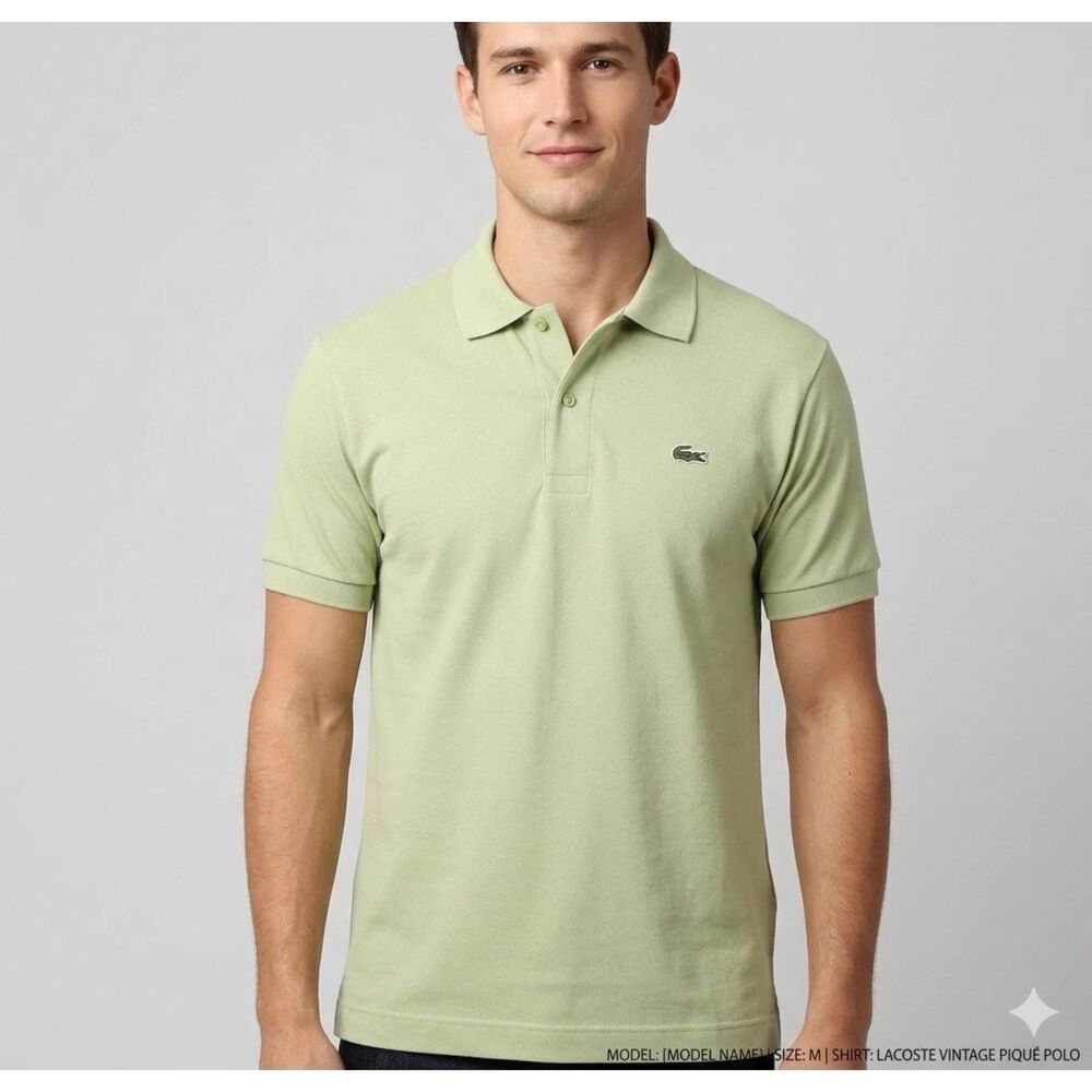 LACOSTE Polo Shirt Mens M Sz 5 Made in France Golf 100% Cotton Green Preppy READ